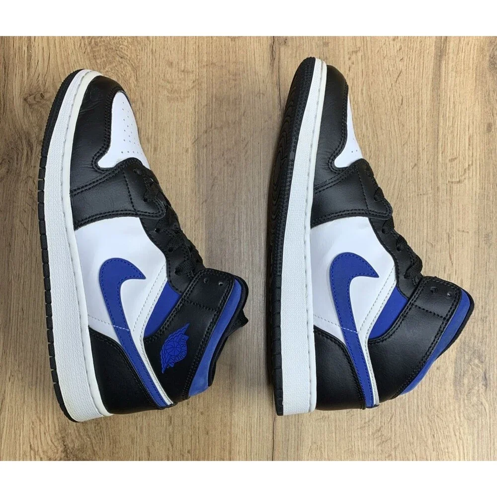 Nike Air Jordan 1 Retro Mid Racer Blue Black 554725-140 Sneakers Youth Size 6.5Y